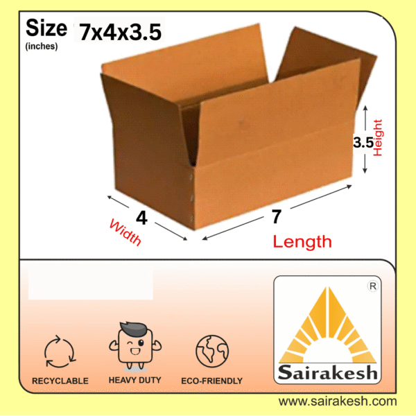 SAIRAKESH Corrugated Box, 7"x4"x3.5", Packs of 50/100/500/1000 , Eco-Friendly, Recyclable, Heavy-Duty Storage