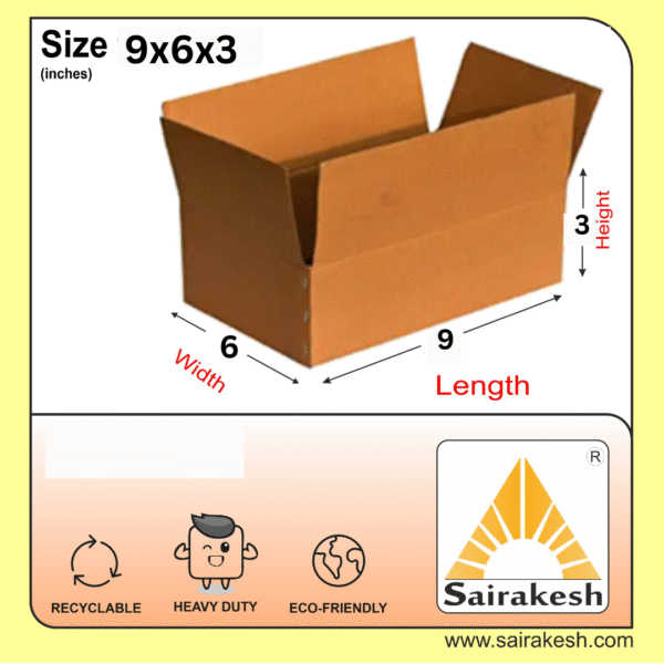 SAIRAKESH Corrugated Box, 9"x6"x3", Packs of 50/100/500/1000 , Eco-Friendly, Recyclable, Heavy-Duty Storage