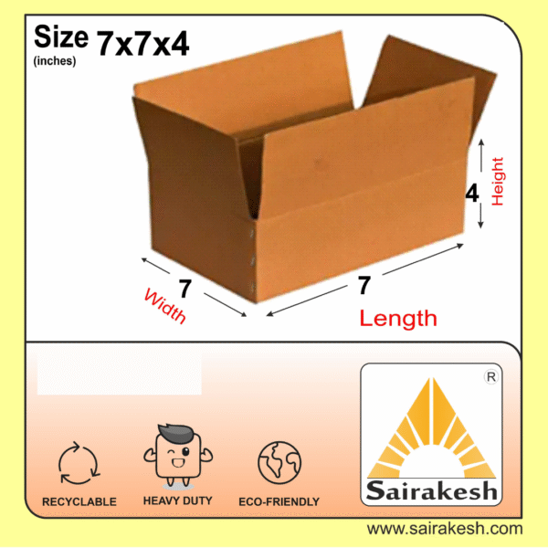 SAIRAKESH Corrugated Box, 7"x7"x4", Packs of 50/100/500/1000 , Eco-Friendly, Recyclable, Heavy-Duty Storage